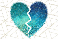 Broken Glitter Heart Clipart, Glittery Cracked Heart Png Product Image 4