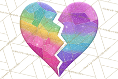 Broken Glitter Heart Clipart, Glittery Cracked Heart Png Product Image 3