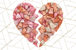 Broken Glitter Heart Clipart, Glittery Cracked Heart Png Product Image 4