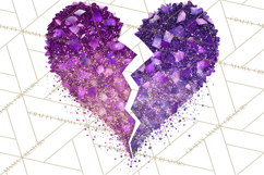 Broken Glitter Heart Clipart, Glittery Cracked Heart Png Product Image 2