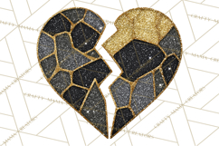 Broken Glitter Heart Clipart, Glittery Cracked Heart Png Product Image 4