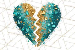 Broken Glitter Heart Clipart, Glittery Cracked Heart Png Product Image 5