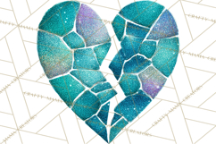 Broken Glitter Heart Clipart, Glittery Cracked Heart Png Product Image 2