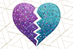 Broken Glitter Heart Clipart, Glittery Cracked Heart Png Product Image 4