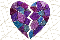 Broken Glitter Heart Clipart, Glittery Cracked Heart Png Product Image 5