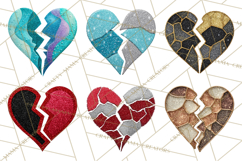 Broken Glitter Heart Clipart, Glittery Cracked Heart Png Product Image 6