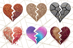 Broken Glitter Heart Clipart, Glittery Cracked Heart Png Product Image 7