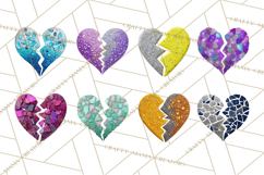Broken Glitter Heart Clipart, Glittery Cracked Heart Png Product Image 2