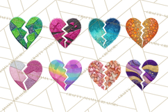 Broken Glitter Heart Clipart, Glittery Cracked Heart Png Product Image 5