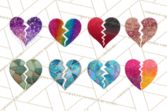 Broken Glitter Heart Clipart, Glittery Cracked Heart Png Product Image 3