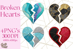 Broken Glitter Heart Clipart, Glittery Cracked Heart Png Product Image 1