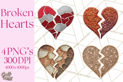 Broken Glitter Heart Clipart, Glittery Cracked Heart Png Product Image 1