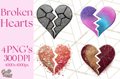 Broken Glitter Heart Clipart, Glittery Cracked Heart Png Product Image 1