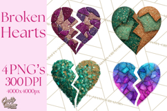Broken Glitter Heart Clipart, Glittery Cracked Heart Png Product Image 1