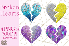 Broken Glitter Heart Clipart, Glittery Cracked Heart Png Product Image 1