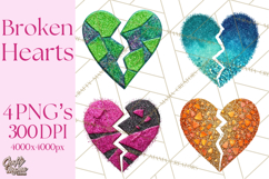 Broken Glitter Heart Clipart, Glittery Cracked Heart Png Product Image 1
