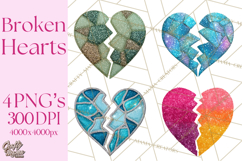 Broken Glitter Heart Clipart, Glittery Cracked Heart Png Product Image 1
