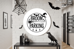 Broom Parking SVG File | Halloween Round Sign SVG Product Image 1