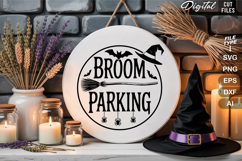 Broom Parking SVG File | Halloween Round Sign SVG Product Image 2