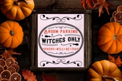 broom parking witches only color halloween farmhouse