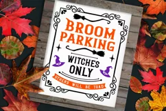 broom parking witches only halloween farmhouse svg