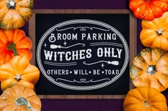 broom parking witches only white on black