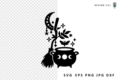 halloween cauldron and broom svg for cricut