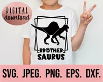 Brother Saurus SVG - Dinosaur Birthday Clipart - Sibling PNG Product Image 2