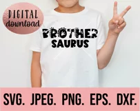 Brother Saurus SVG - Dinosaur Birthday Clipart - Sibling SVG Product Image 2