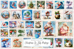Christmas In July Postage Stamps Clipart - Set Of 48 Png Product Image 1
