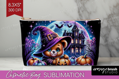 Brown Bear Halloween Cosmetic Bag Cute Animal Makeup Bag PNG Product Image 1
