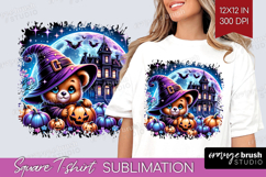Brown Bear Halloween Square Tshirt Background Cute Animal Product Image 1