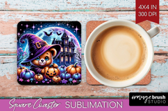 Brown Bear Halloween Square Coaster Cute Animal Coaster PNG Product Image 1