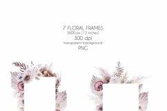 watercolor floral frames bohemian pampas palm leaves dried flowers fall wedding png