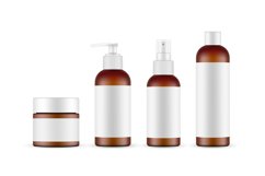 Cosmetic Amber Bottles Mockups with Labels Product Image 1