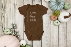 Fall Themed Brown Baby Bodysuit Mockup Kids Shirt SVG Mock Product Image 1