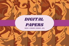 Brown Orange Liquid Swirl 5 Digital Paper Background Product Image 1