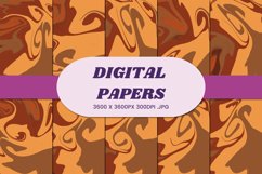 Brown Orange Liquid Swirl 6 Digital Paper Background Product Image 1