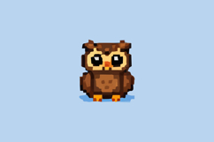 Brown Owl Pixel Art Design Vector Product Image 1