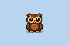 Brown Owl Pixel Art Design Vector Product Image 2