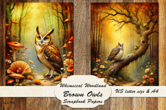 Whimsical Woodland Brown Owls - Scrapbook Papers Product Image 1