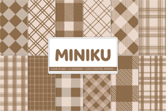 Brown plaid digital paper set for scrapbooking