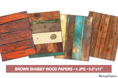 Brown Shabby Wood Digital Papers | Rustic Wooden Backgrounds Product Image 1