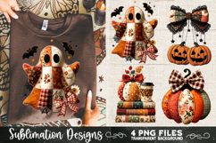 Preppy Floral Fall Patchwork 4 PNG Retro Sublimation Product Image 3