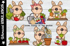 Brown Bunny In The Garden-Veggie Garden Sublimation Clipart Product Image 1