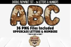 Brown Cowhide Doodle Alphabet Number | Cow Print PNG Letters Product Image 4