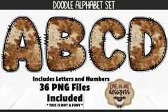 Brown Cowhide Doodle Alphabet Number | Cow Print PNG Letters Product Image 1
