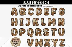 Brown Cowhide Doodle Alphabet Number | Cow Print PNG Letters Product Image 2
