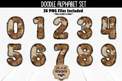 Brown Cowhide Doodle Alphabet Number | Cow Print PNG Letters Product Image 3