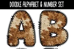 Brown Cowhide Doodle Alphabet Number | Cow Print PNG Letters Product Image 6